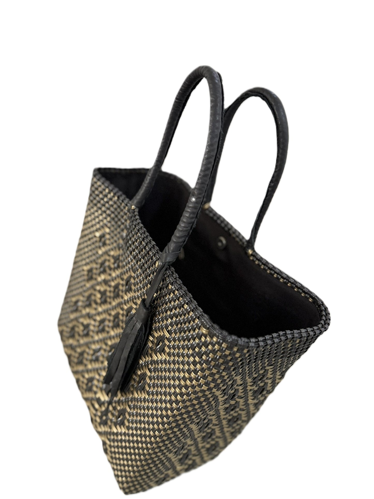 Bolsa Dorada con asas de piel S