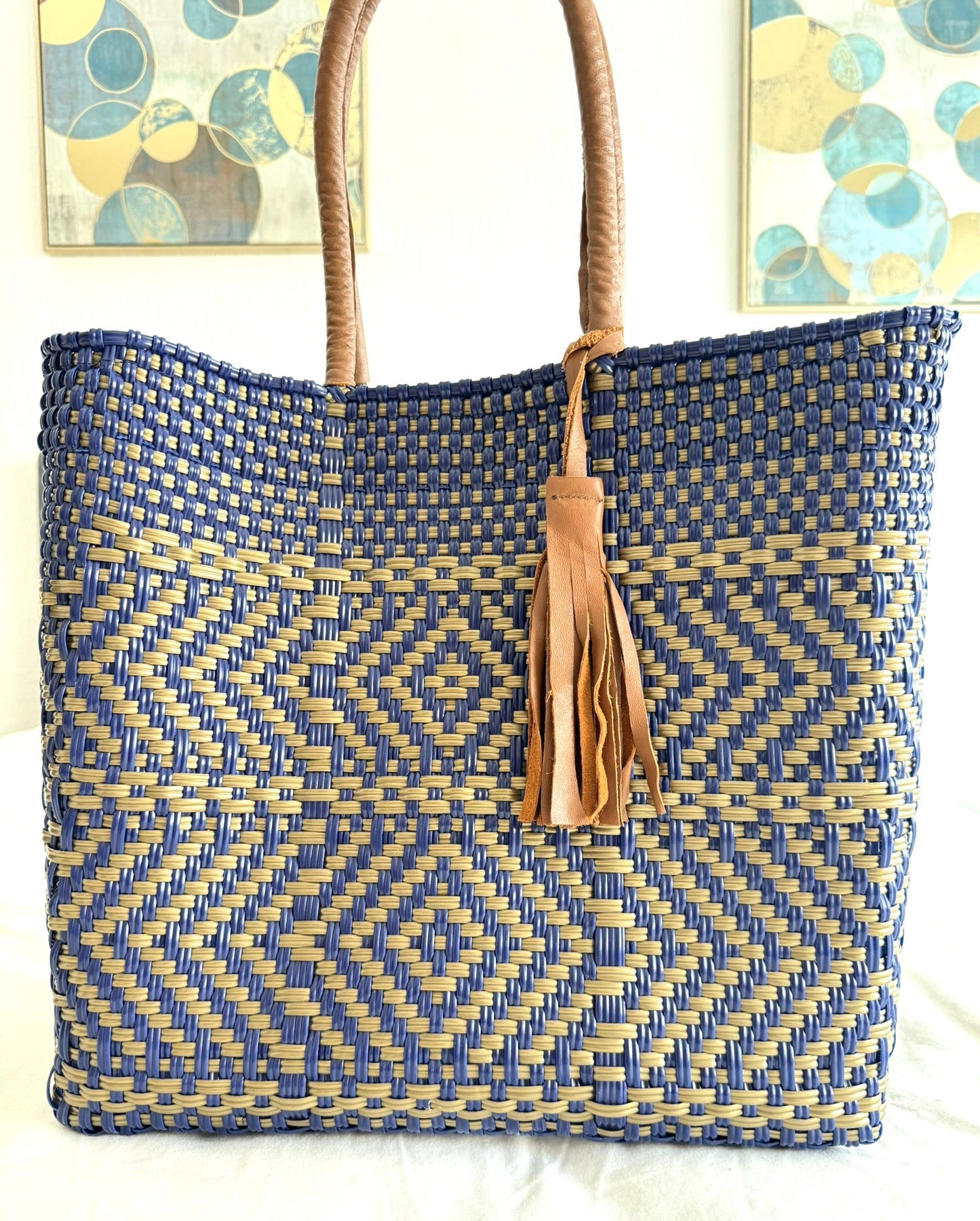 Bolsa Dorada con asas de piel S