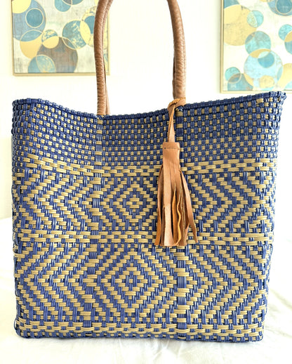 Bolsa Dorada con asas de piel S